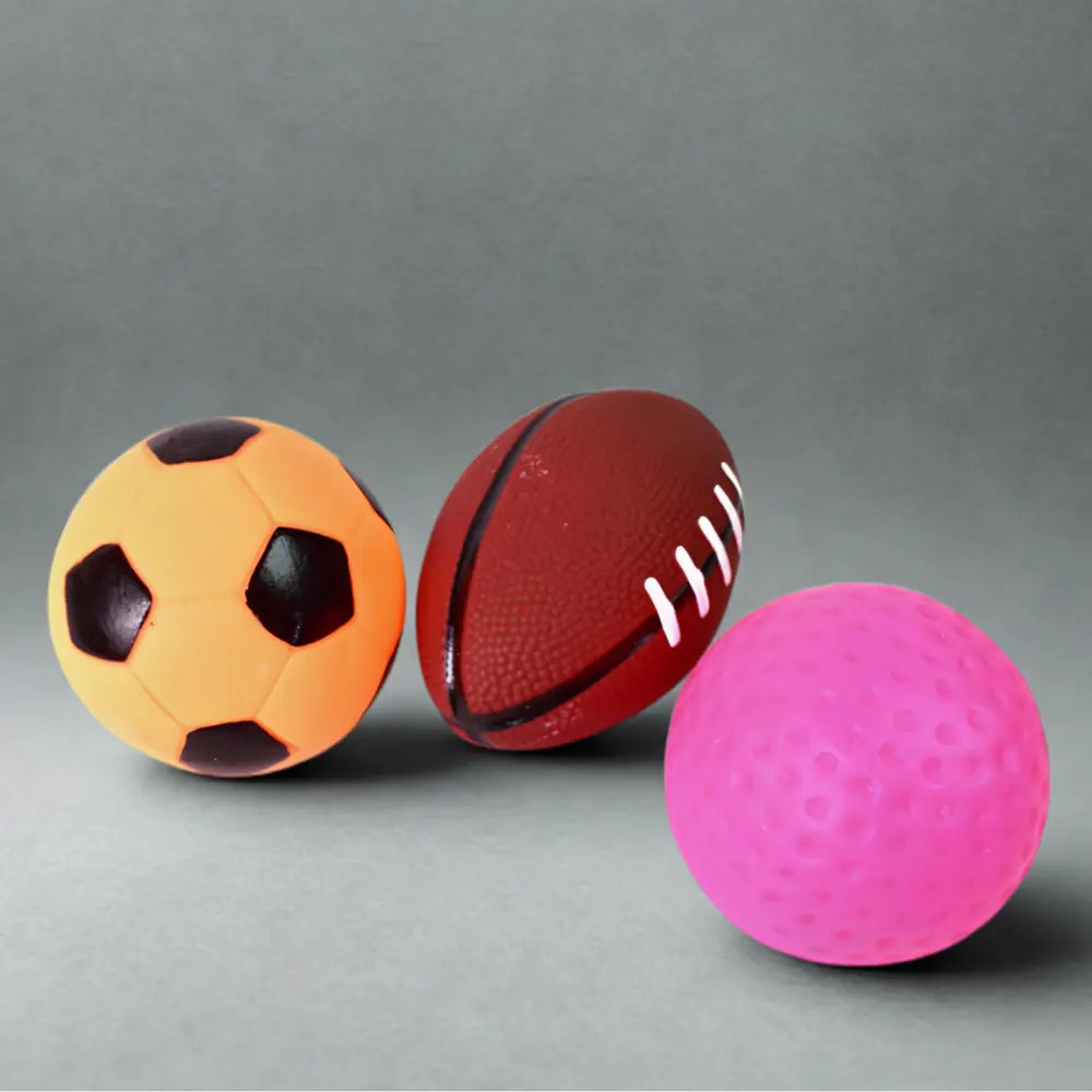Gobblewise 3-Pack Soft Squeaky Fetch Balls - Indoor Sports Pet Toy Set for Small Dogs & Cats